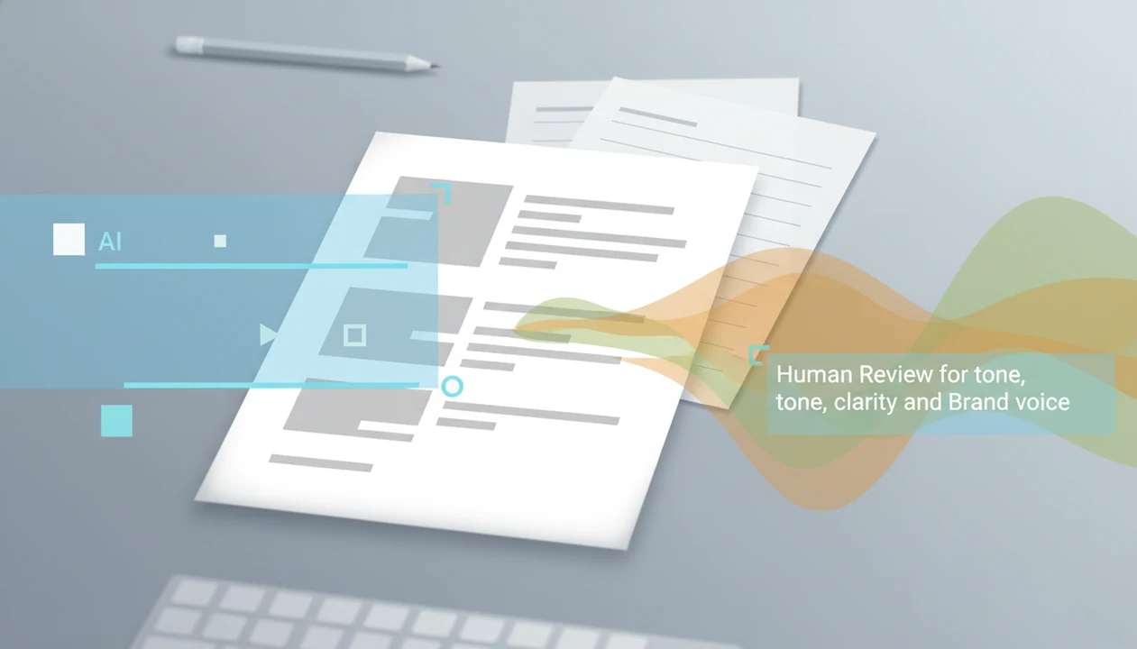 Abstract document scan showing AI detection and tone review in one writing workflow.