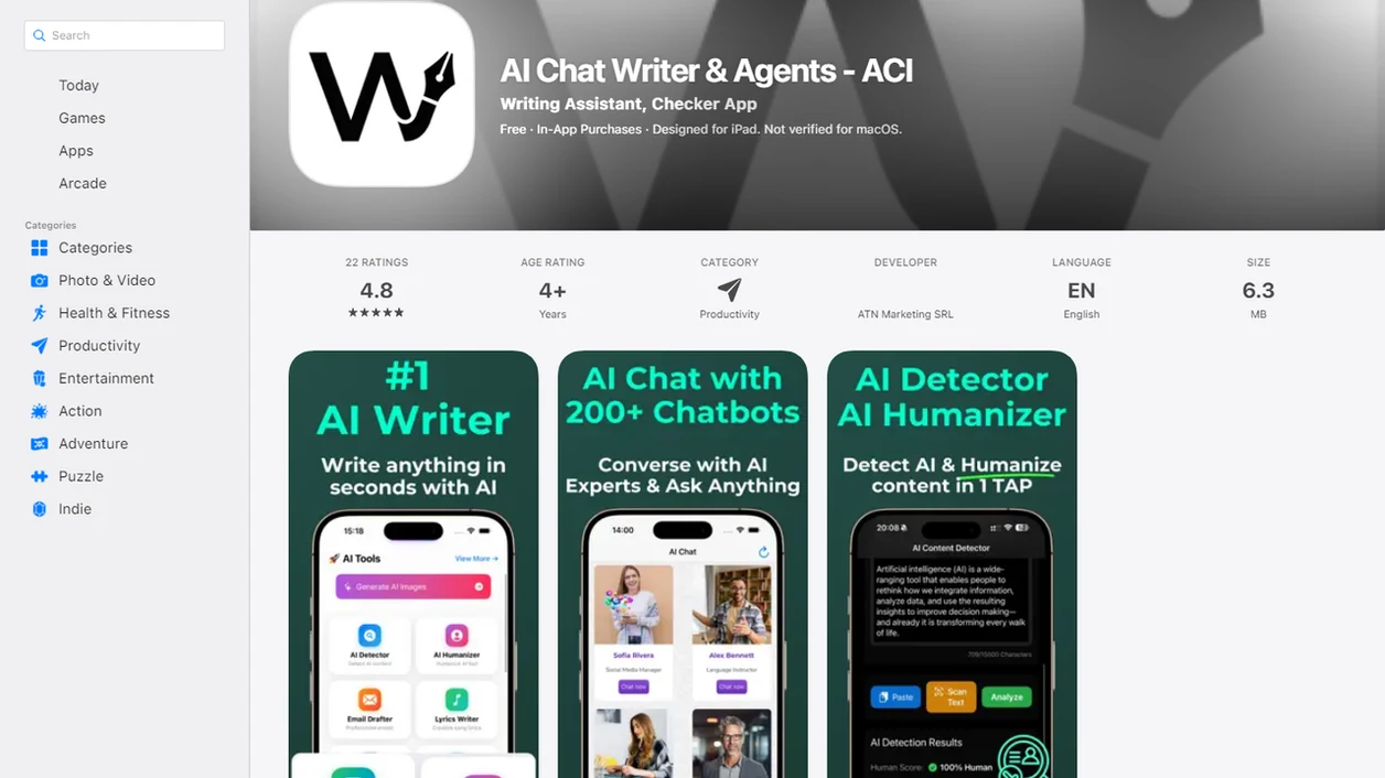 Write.info interface screenshot