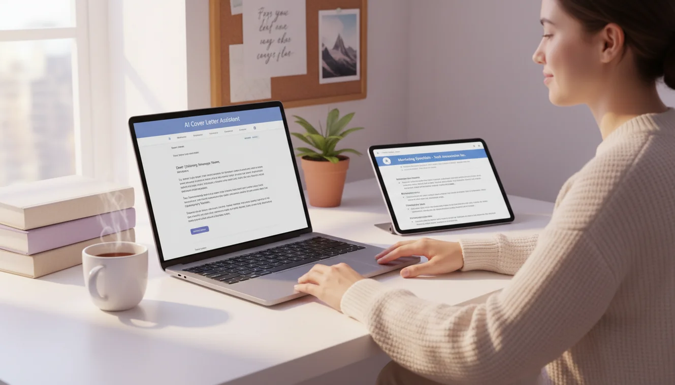 Job seeker using AI cover letter writer for application