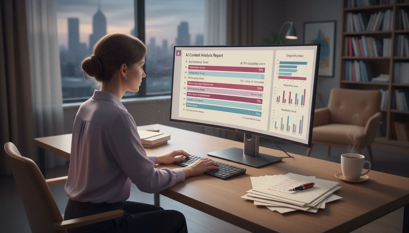 Editor using AI detector to verify content authenticity