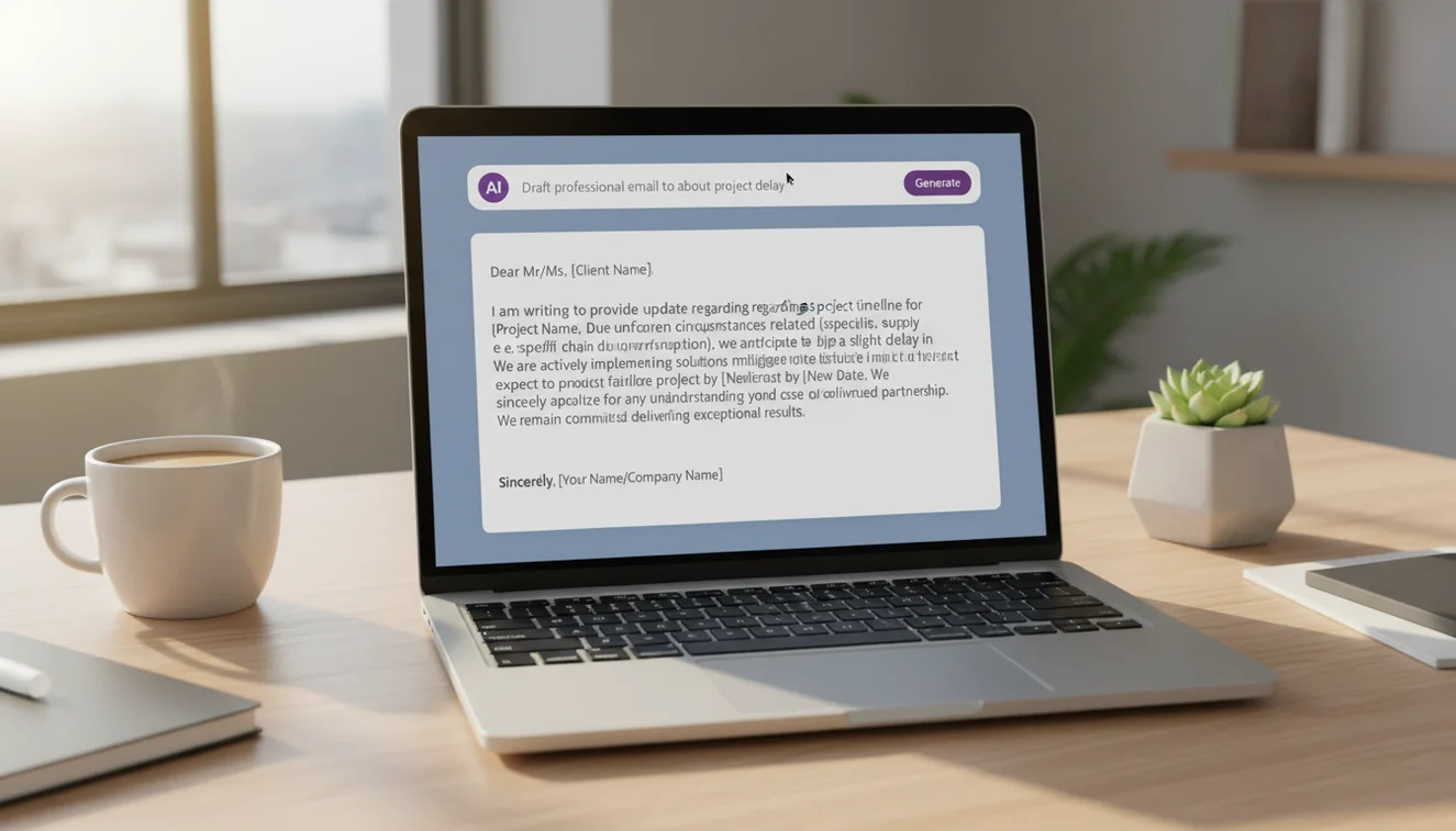AI email writer generating a professional business email
