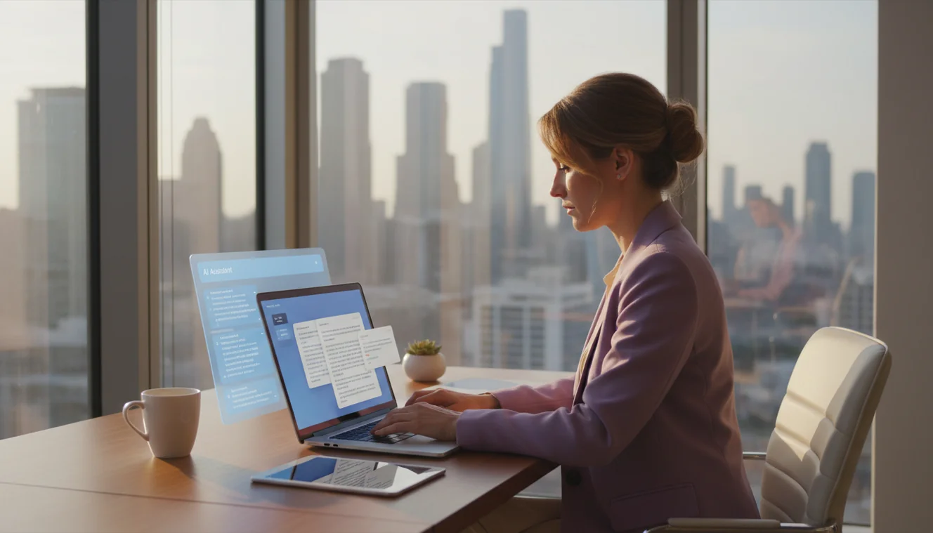 Business professional using AI to draft emails quickly