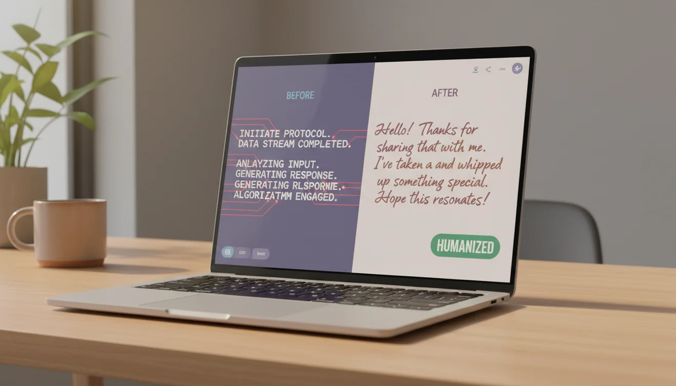 AI humanizer tool converting robotic text to natural writing