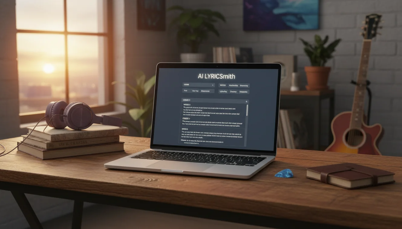 AI lyrics generator creating song lyrics with verse and chorus