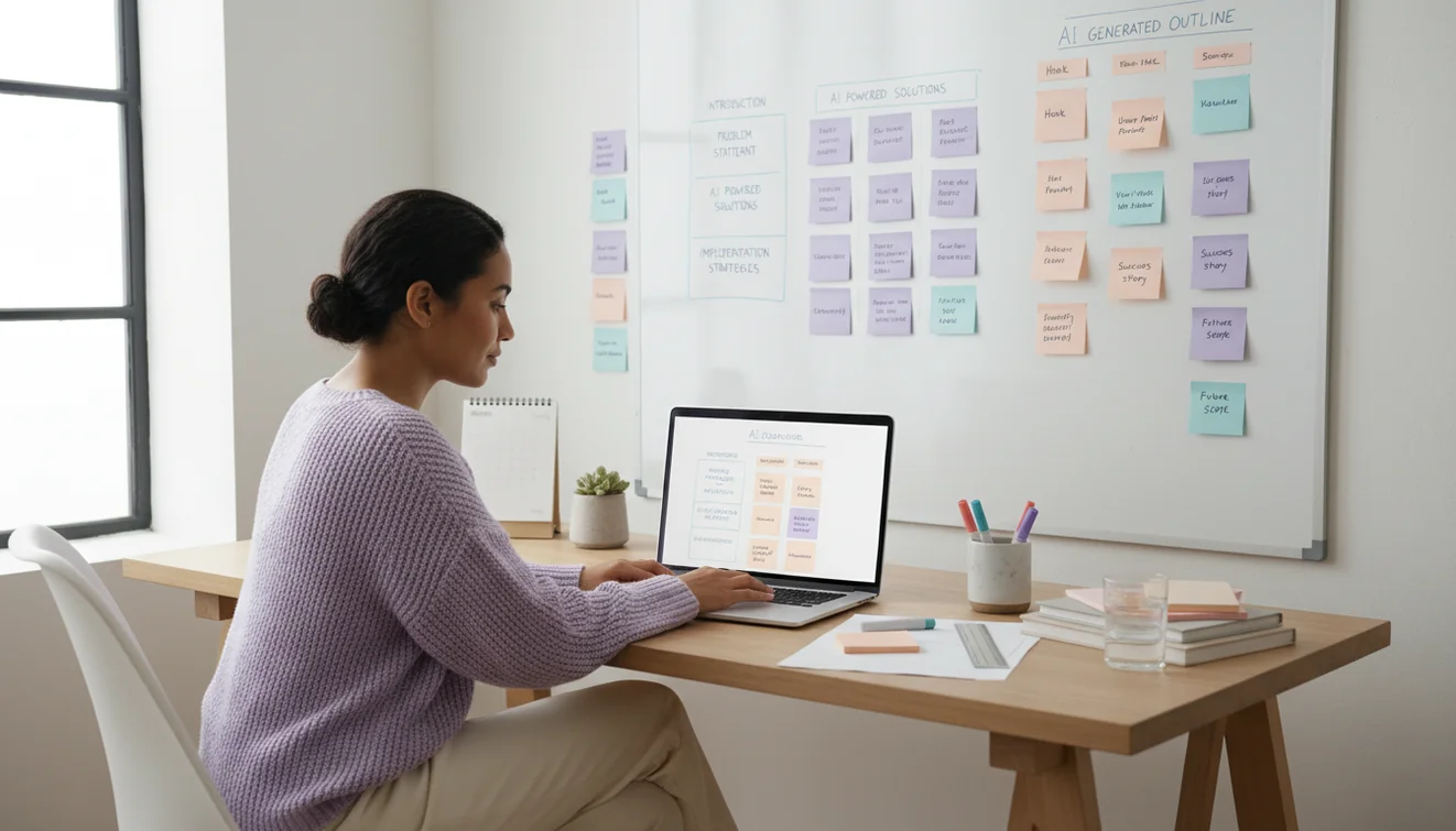 AI outline planner organizing content into logical sections