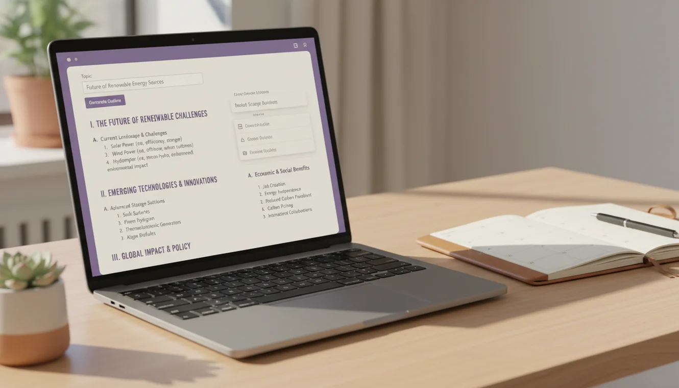 AI outline generator creating structured content outlines