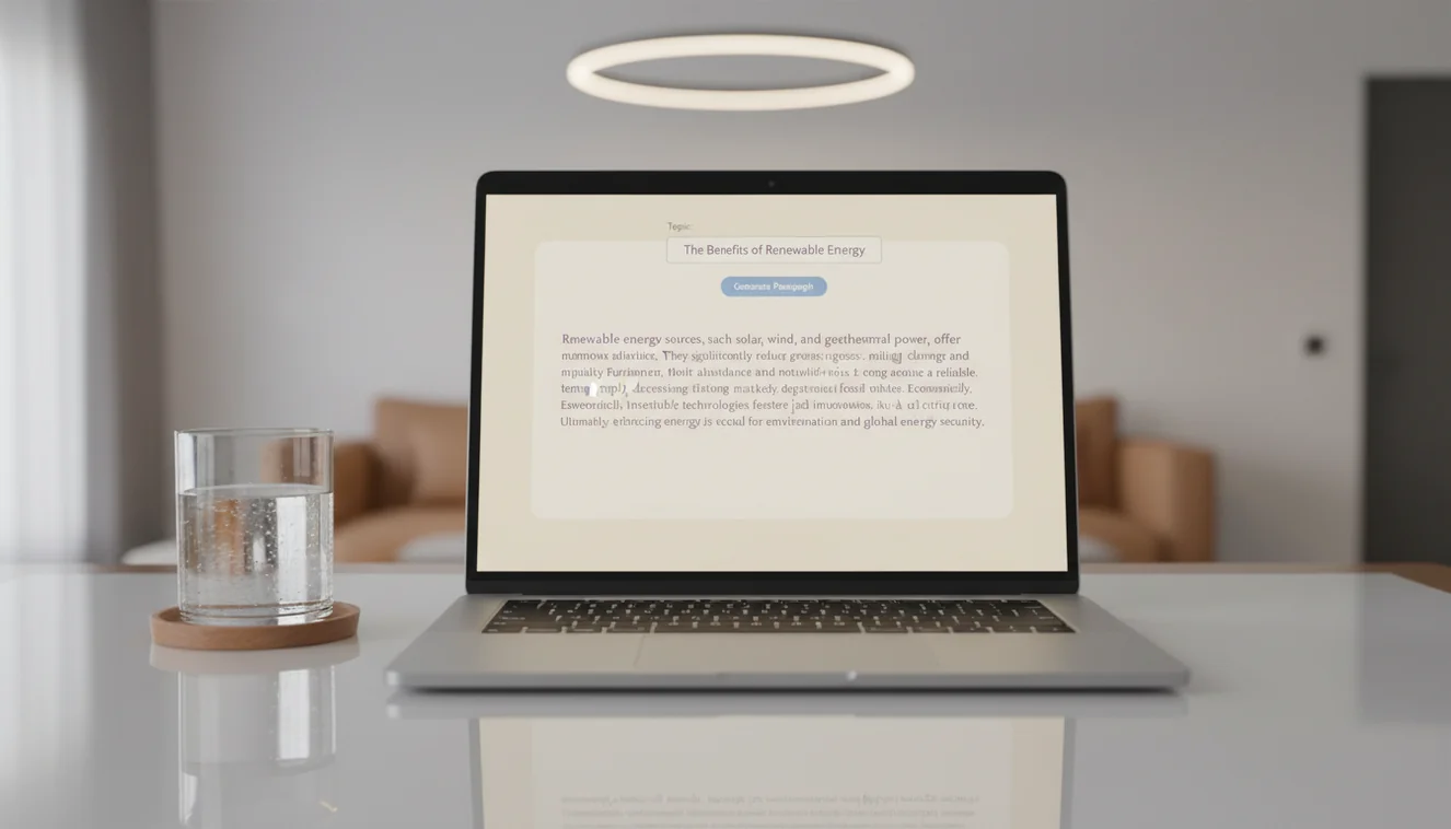 AI paragraph generator creating structured paragraphs on screen