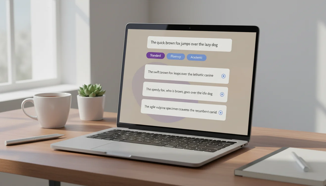 AI paraphrasing tool rewriting text in different styles