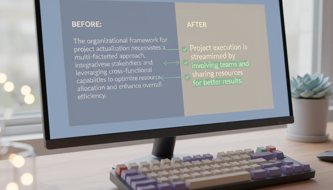 AI rewriter improving sentence clarity and readability