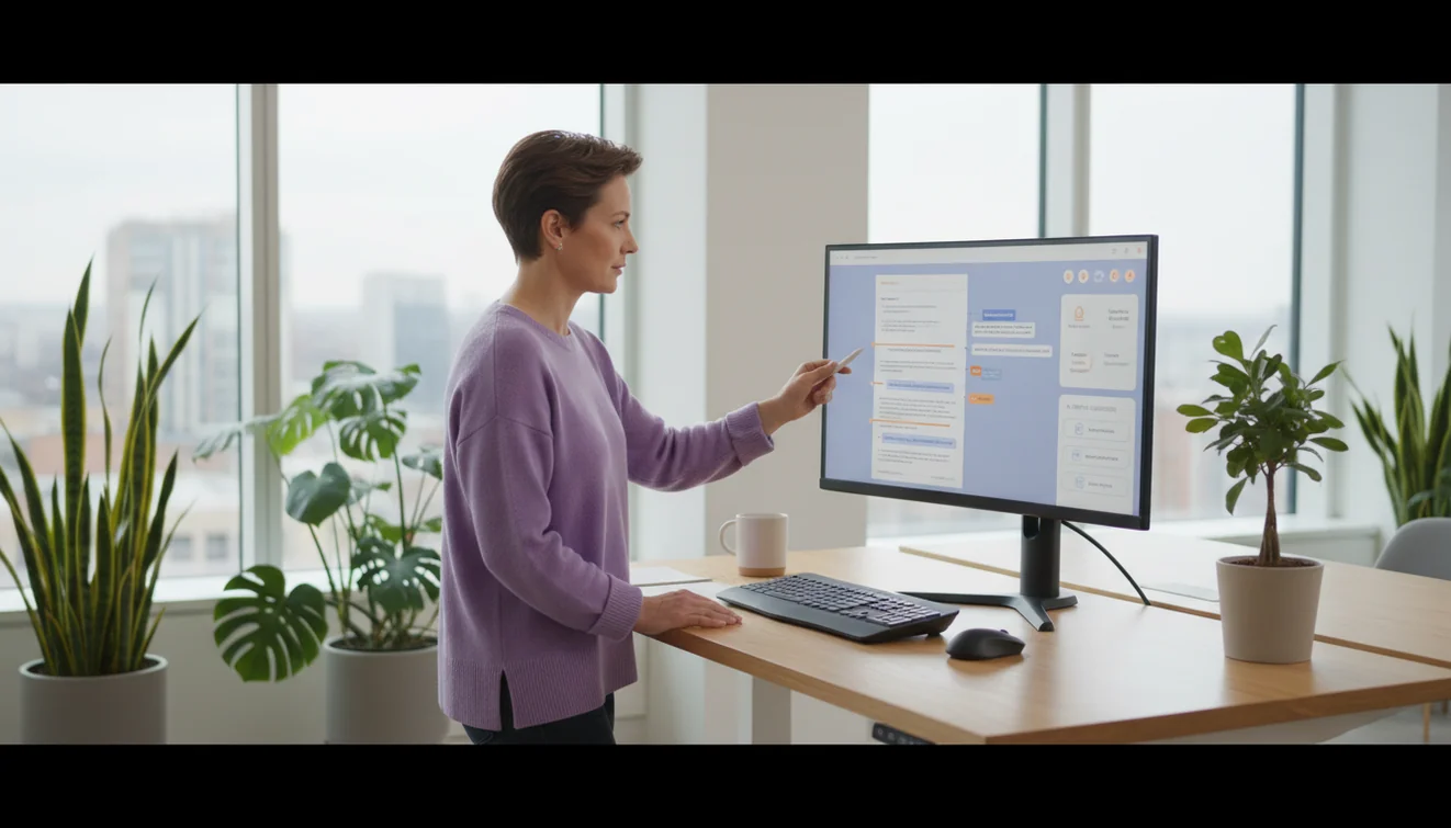 Professional using AI rewriter to improve document quality