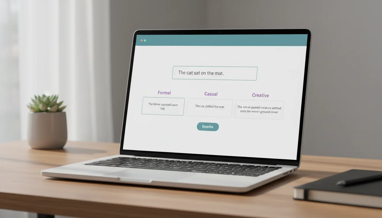 AI sentence rewriter showing improved sentence variations
