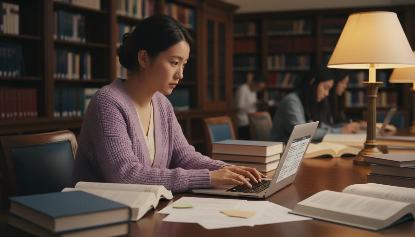 Student using AI sentence rewriter to polish academic writing