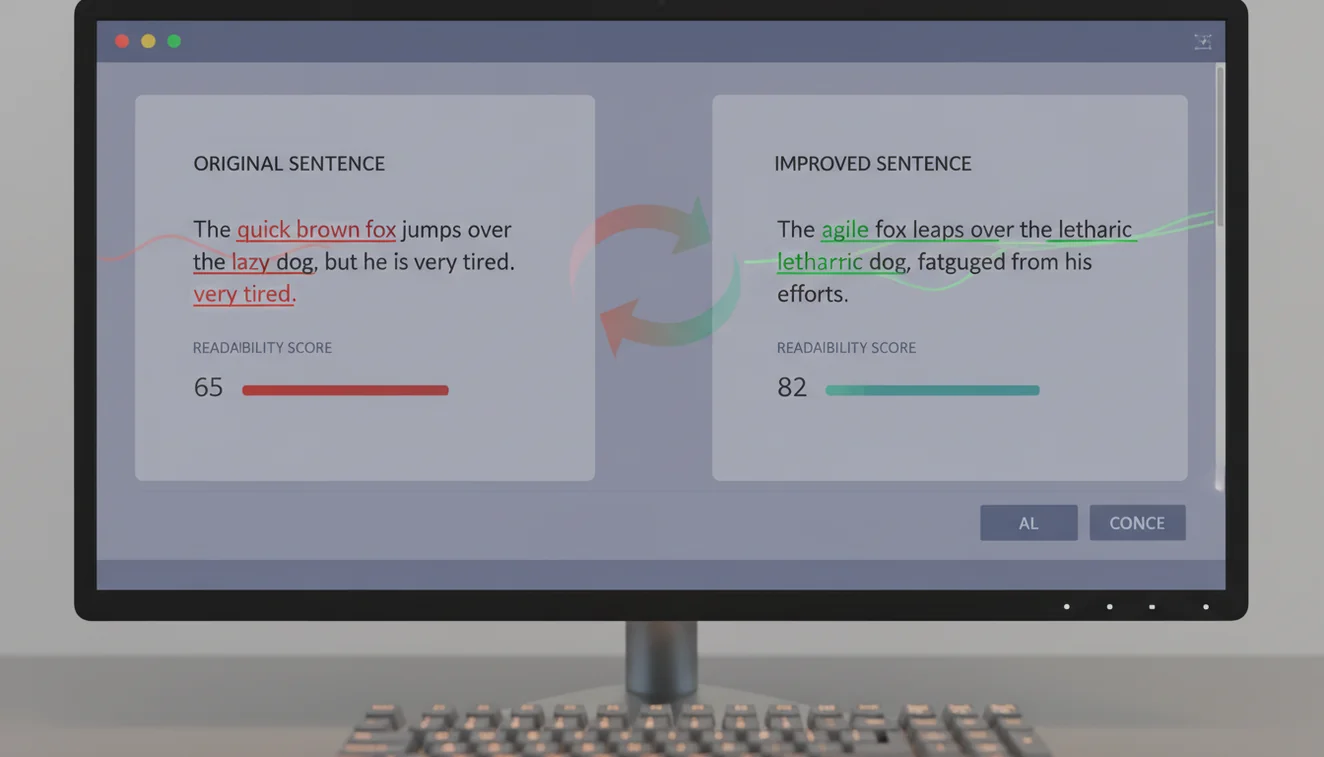 AI sentence rewriter improving clarity and readability of text