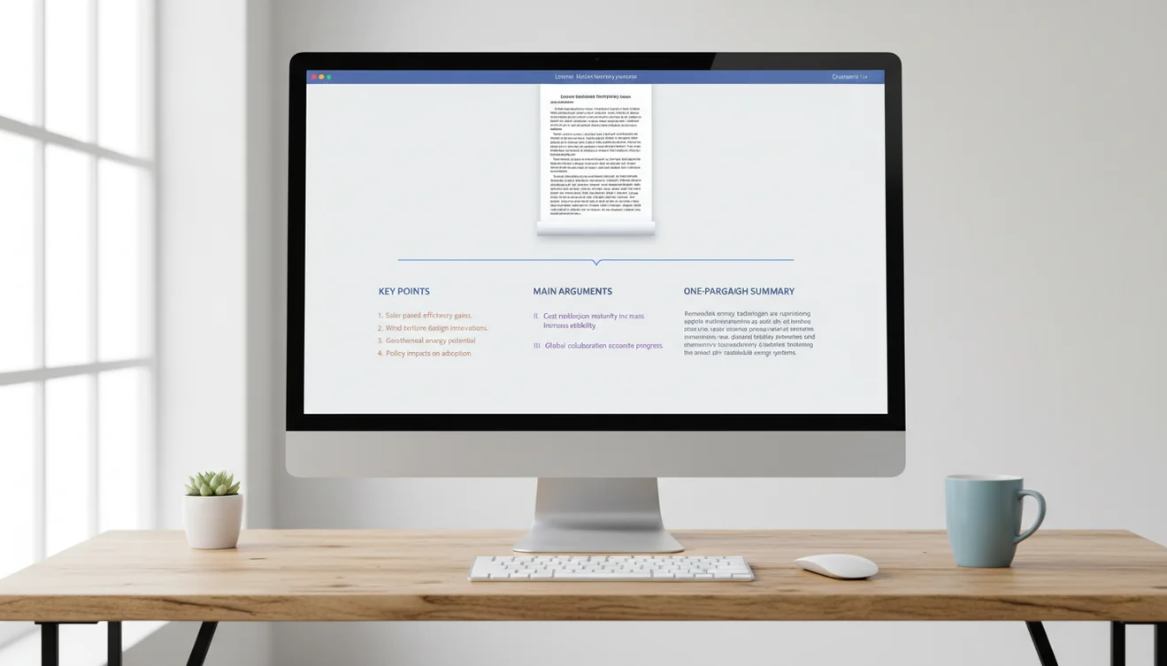 AI text summarizer extracting key points from documents