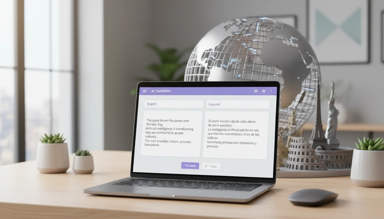 AI translator converting text between multiple languages