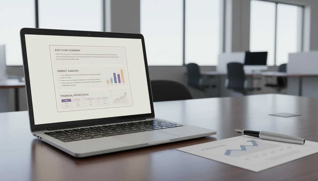 AI business plan generator creating professional business plans