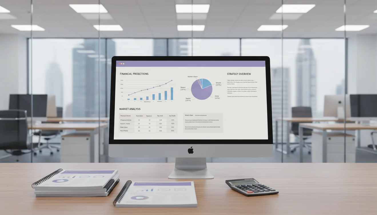 AI business plan writer producing market analysis and financial projections