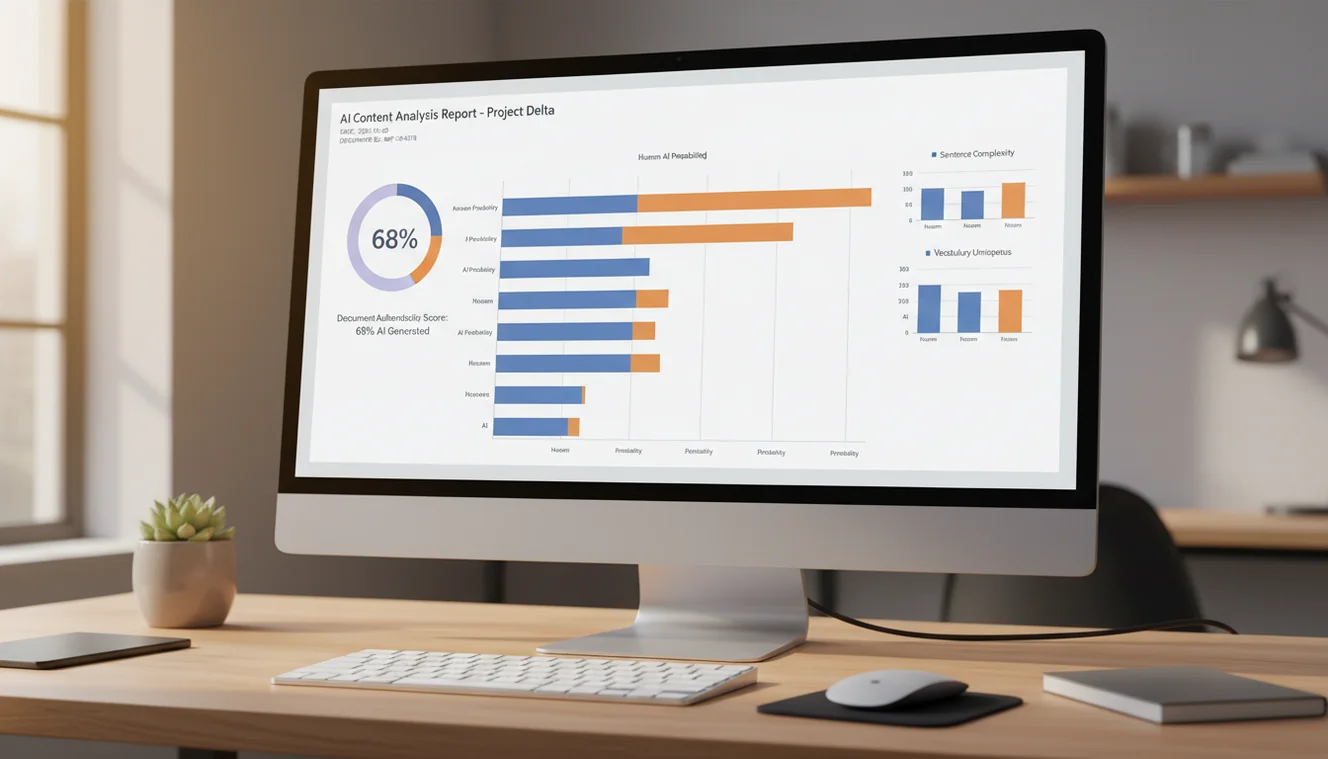 Detailed GPT detection report showing AI probability scores