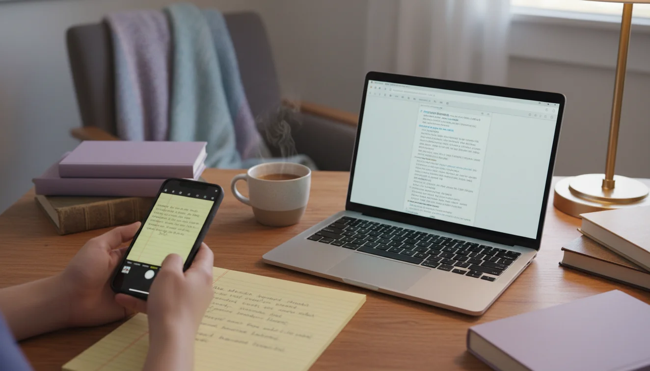 OCR AI tool converting handwritten notes to digital text